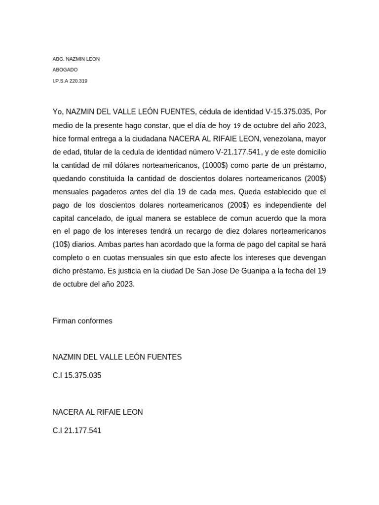 Prestamo Nacera | PDF