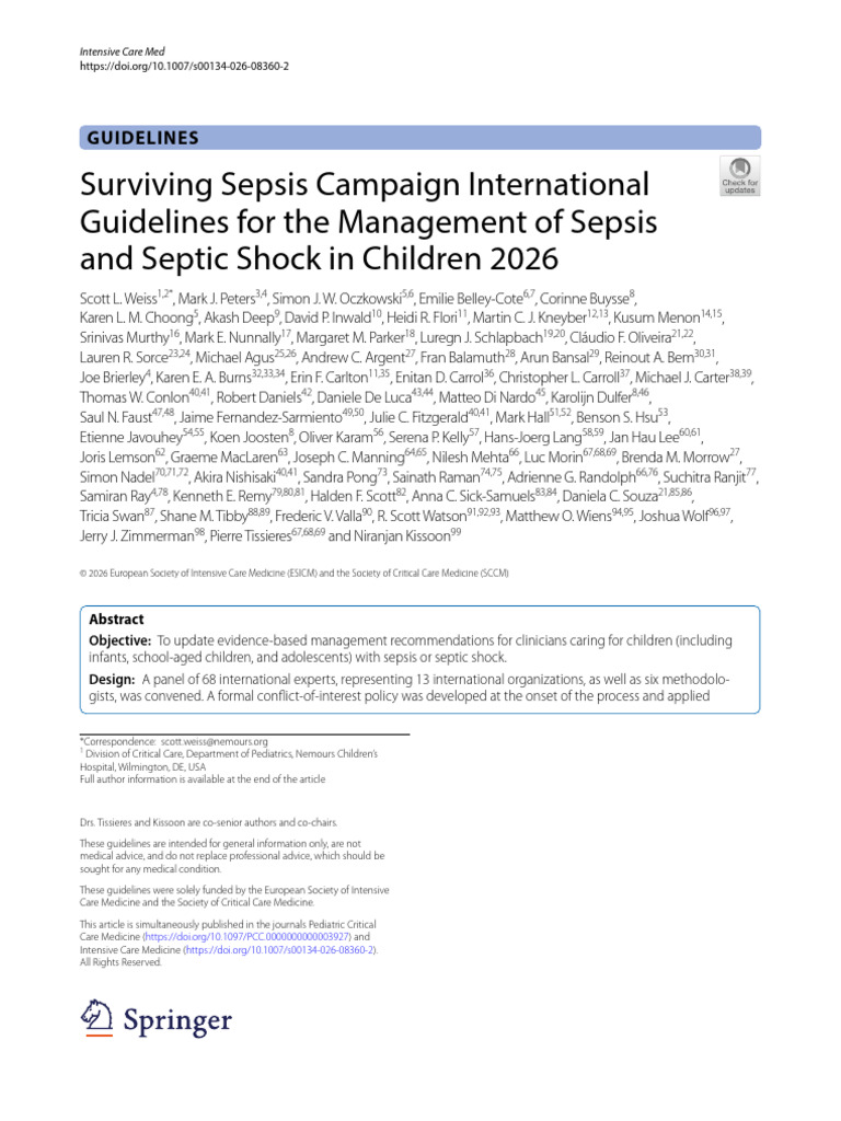 Paeds Sepsis Guidelines 2026 | PDF | Sepsis | Shock (Circulatory)