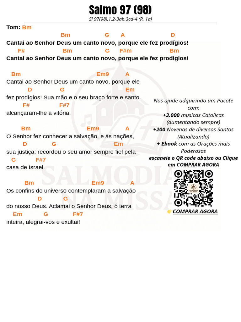 Salmo 97 Salmo 97 (98) - Cantai Ao Senhor Deus Um Canto Novo, Porque ...