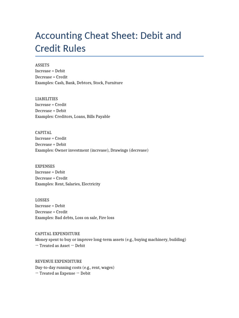 Accounting Cheat Sheet | PDF