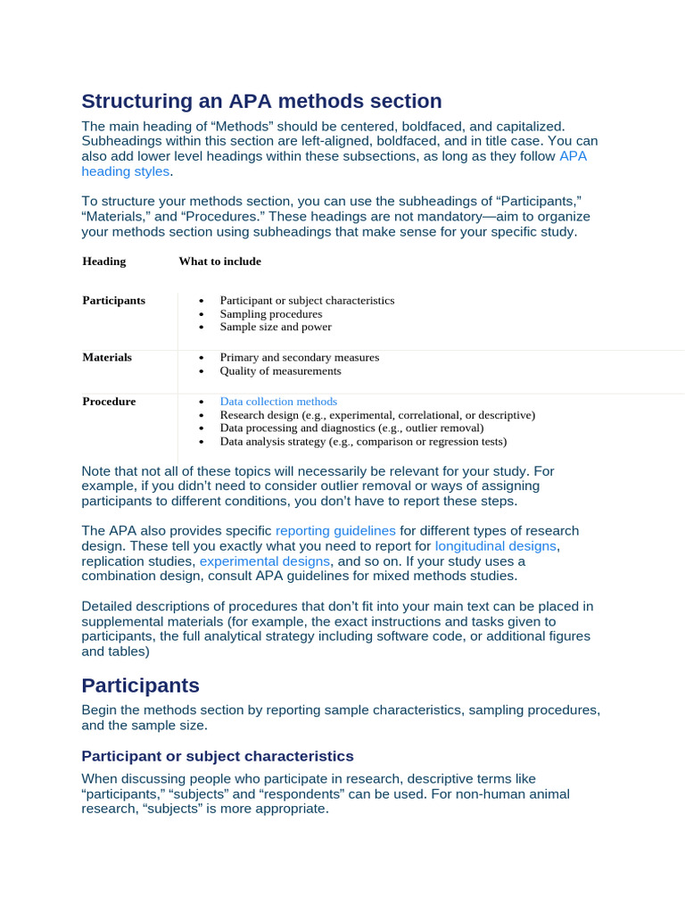 Structuring An APA Methods Section | PDF