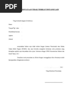 Contoh Surat Pernyataan Tidak Terikat Instansi Lain