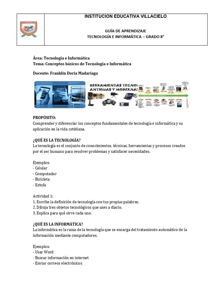 Guia Tecnologia e Informatica 8 | PDF