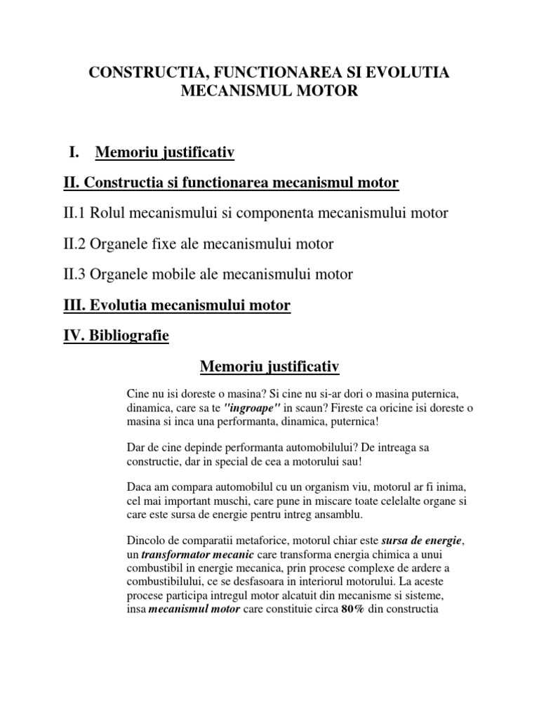 Proiect Mecanism Motor | PDF