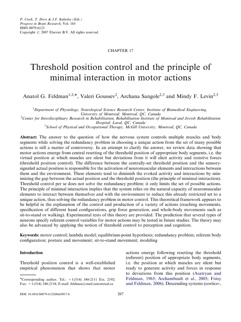 Threshold Position Control and The Principle of - Minimal Interaction ...
