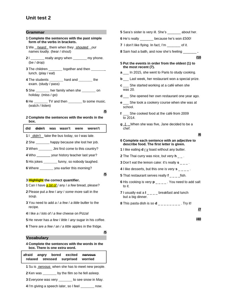 Unit Test 2 | PDF