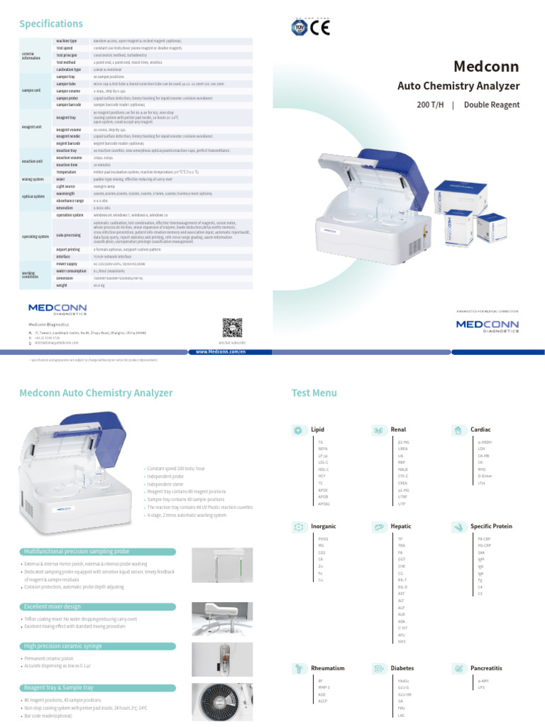 MEDCONN Auto Chemistry Analyzer Brochure 2025040702 | PDF