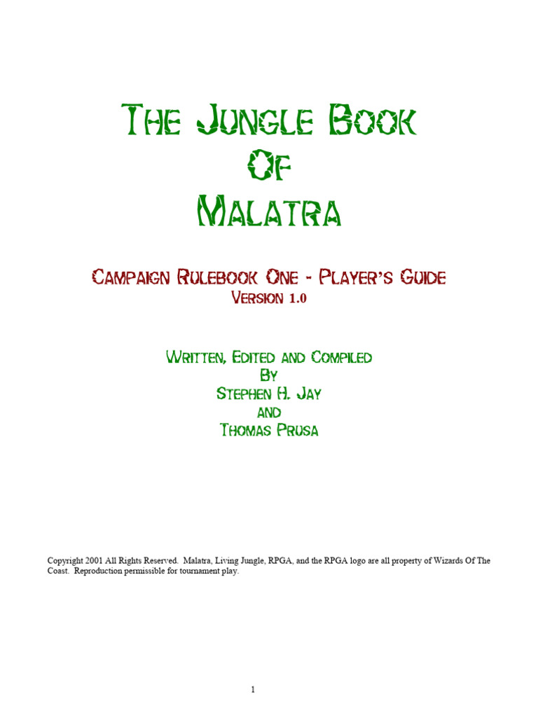 TSR - D&D3 - Supplément - Jungle Book of Malatra v1.0 | PDF