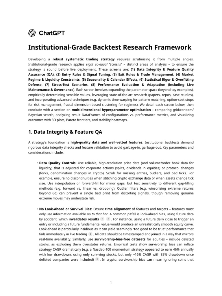 Institutional-Grade Backtest Research Framework | PDF | Statistics ...