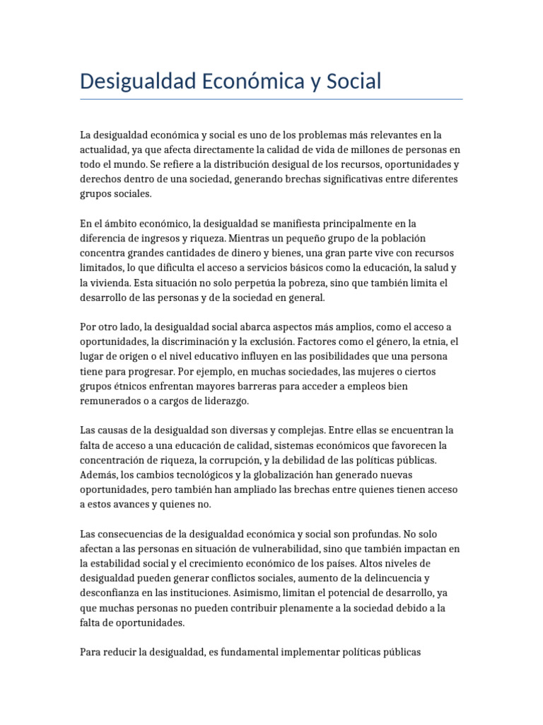 Desigualdad Economica Social | PDF | Discriminación y relaciones ...