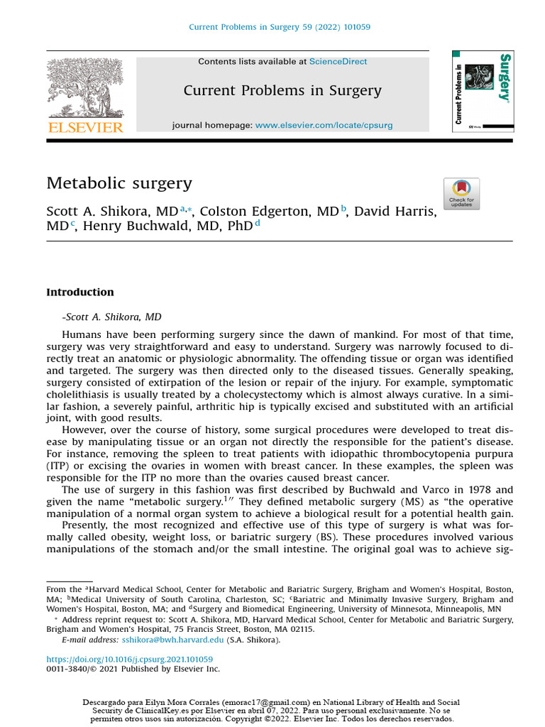 Metabolic Surgery | PDF | Bariatric Surgery | Metabolic Syndrome