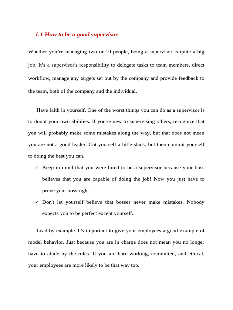 How To Be A Good Supervisor | PDF | Goal | Skill