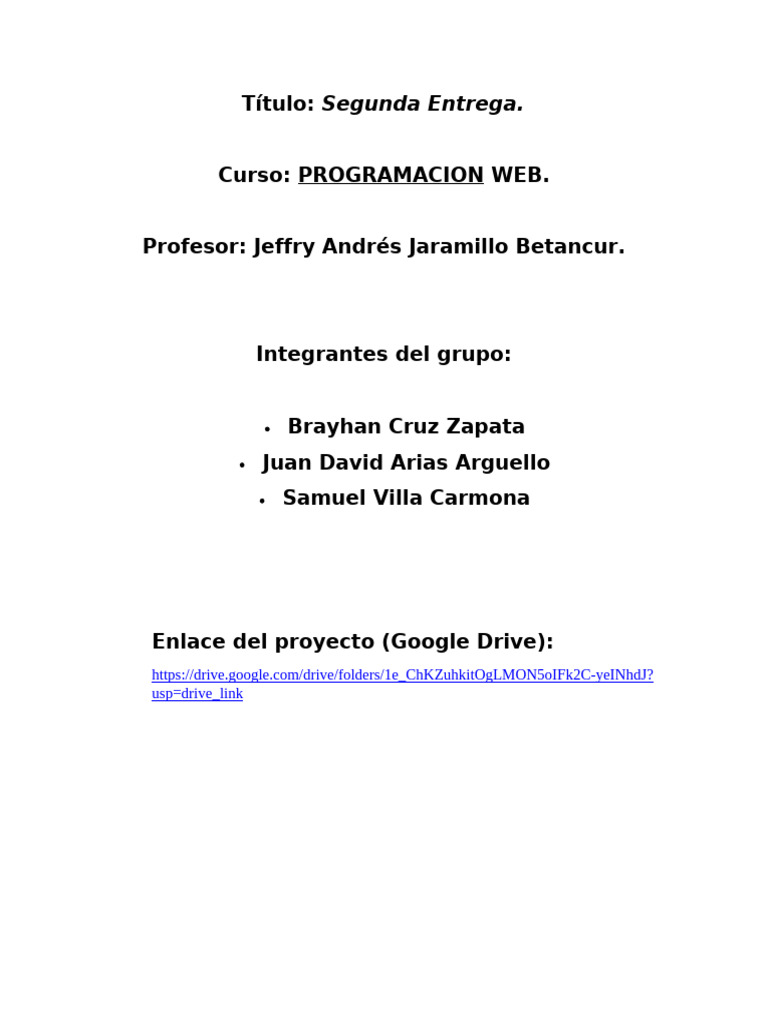 Proyecto de Programacion Wed | PDF