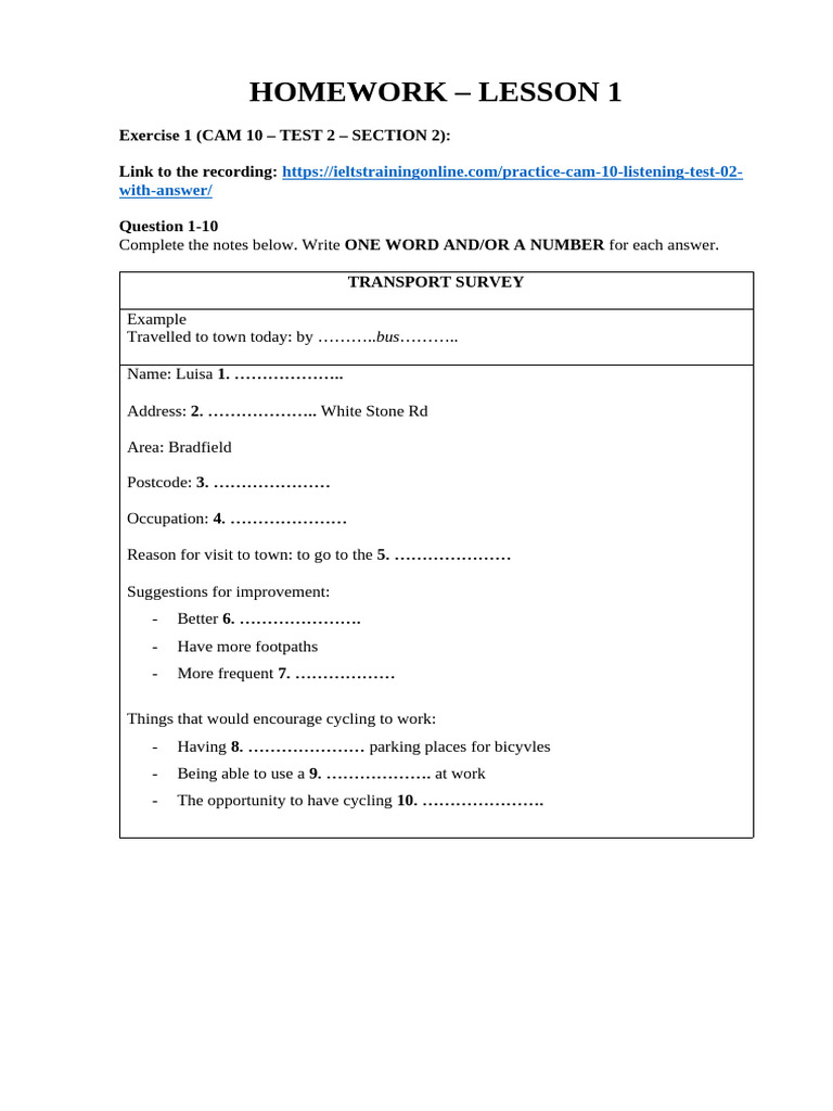 Homework - Lesson 1 | PDF