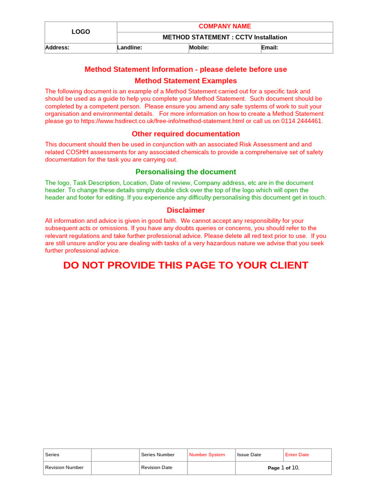 CCTV Installation Method Statement | PDF | First Aid | Personal ...