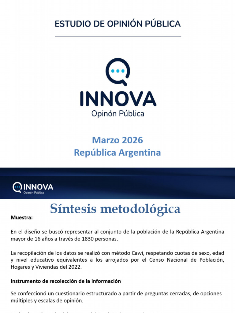 Innova OP - Estudio de Opinión - República Argentina - Marzo 26 | PDF