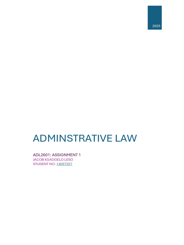 Administrative Law Assignment 1 14097257 | PDF