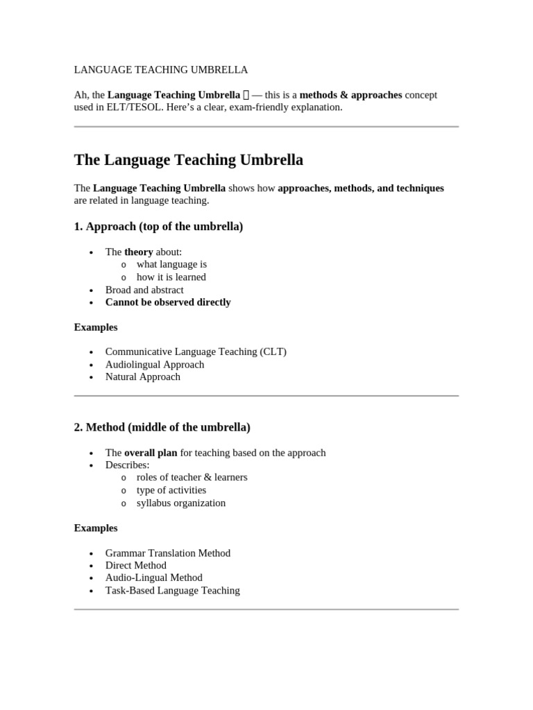 Language Teaching Umbrella | PDF | Language Education | Learning
