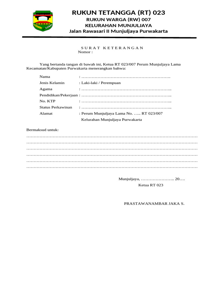 Rukun Tetangga 023 | PDF