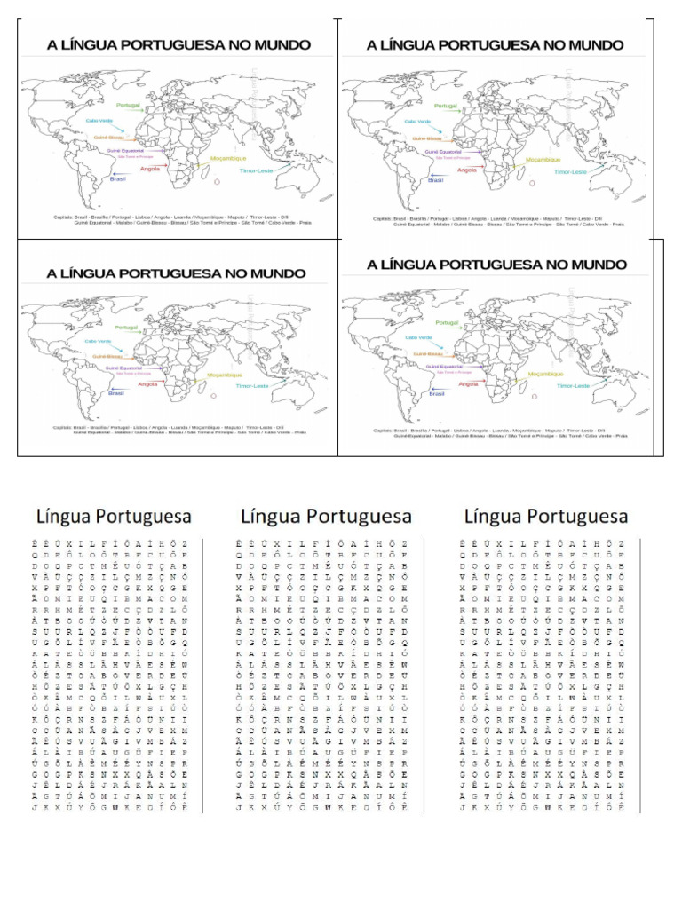 Mapa Mundi +caça Palavras - CPLP | PDF