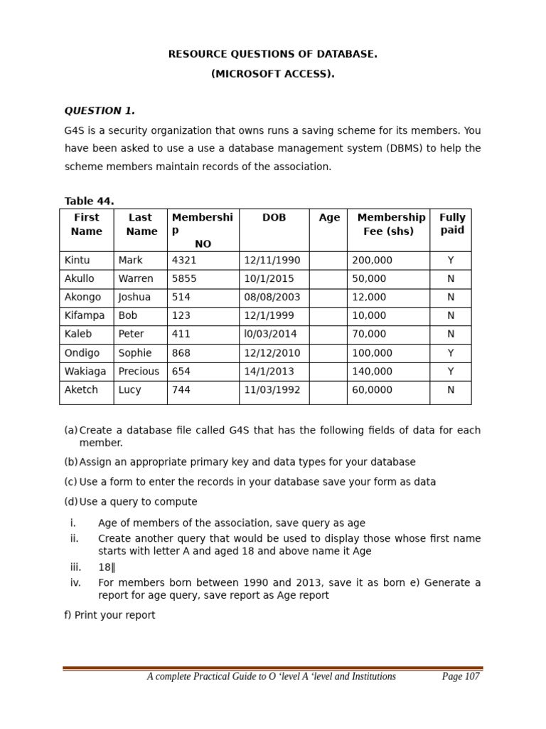 Accesss Sample Mock Questions. | PDF | Databases | Database Index