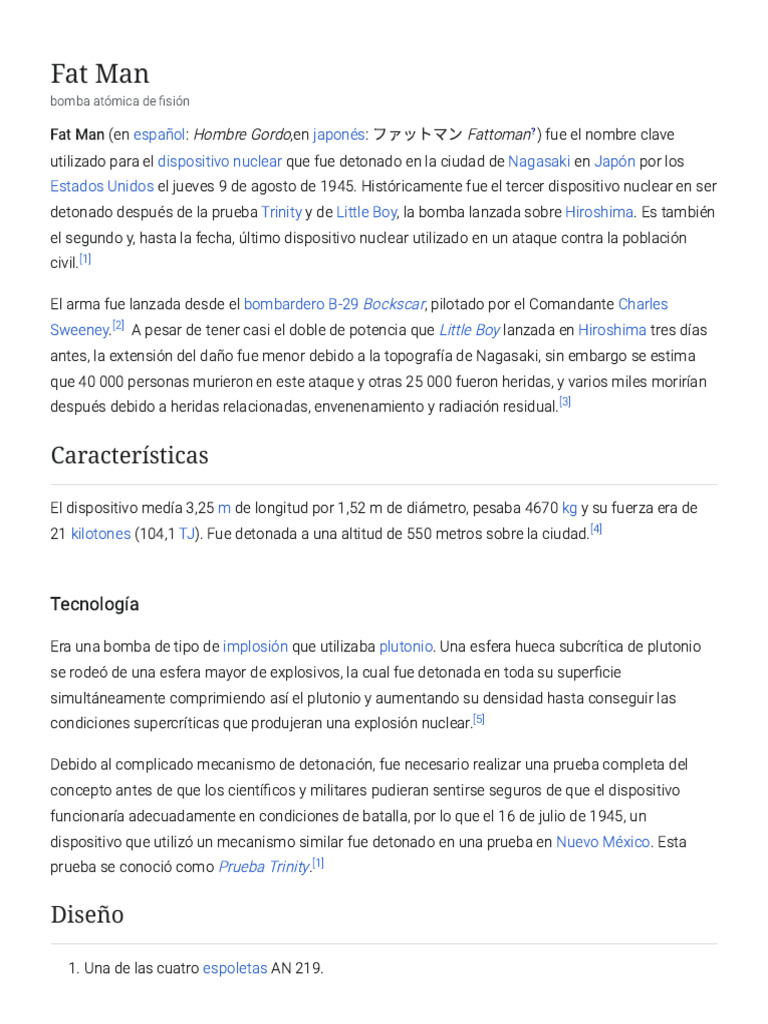 Fat Man - Wikipedia, La Enciclopedia Libre | PDF | Proyecto Manhattan ...