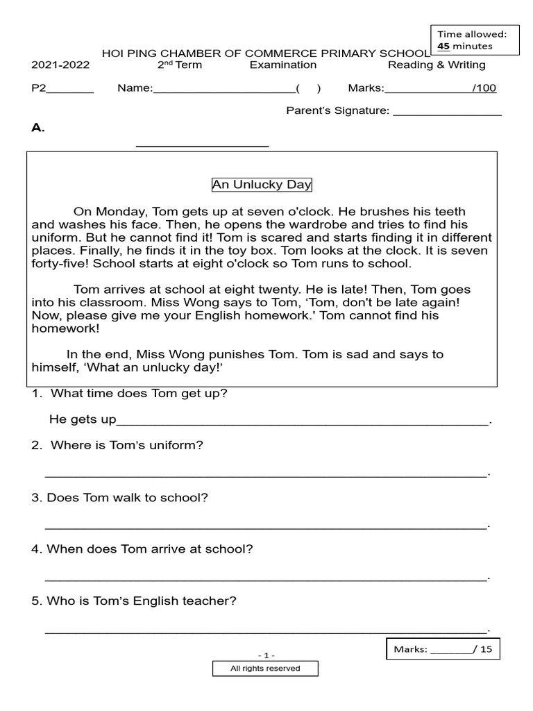 P2 GE Writing 2021-22 | PDF