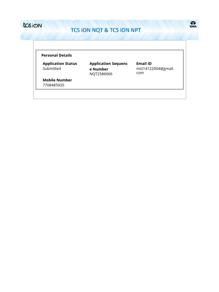 Tcs Ion NQT - Tcs Ion NPT | PDF