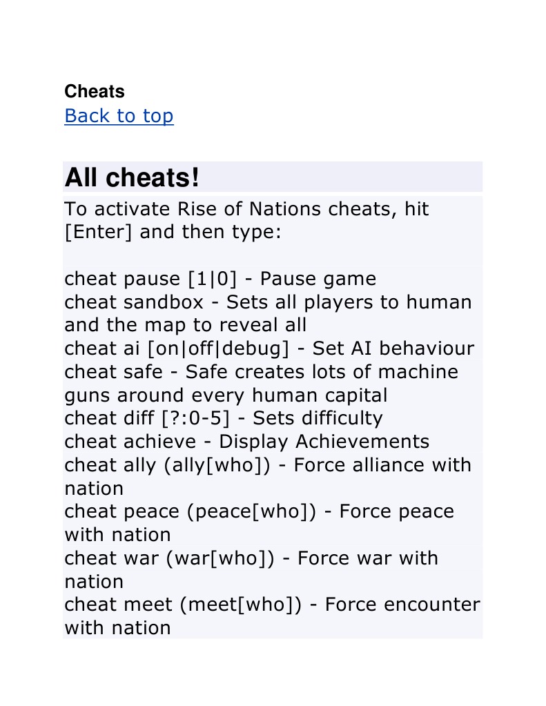 Cheat Code Rise of Nations, PDF, Cheating In Video Games