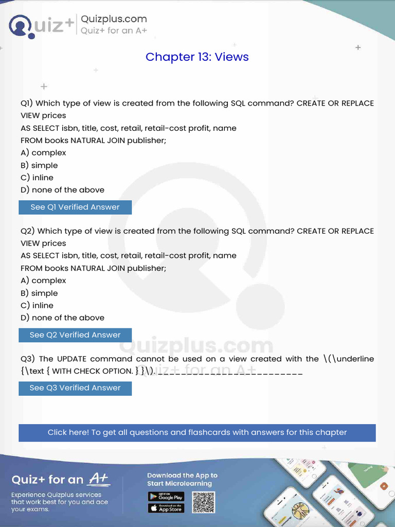 Which Type of View Is Created From The Following SQL Command Create or ...