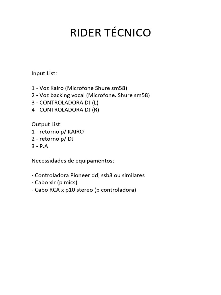 Rider Tecnico | PDF