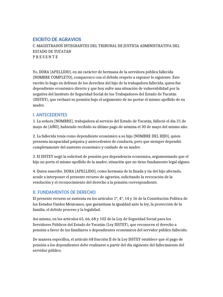 Escrito de Agravios Dora ISSTEY | PDF | Debido al proceso | Justicia