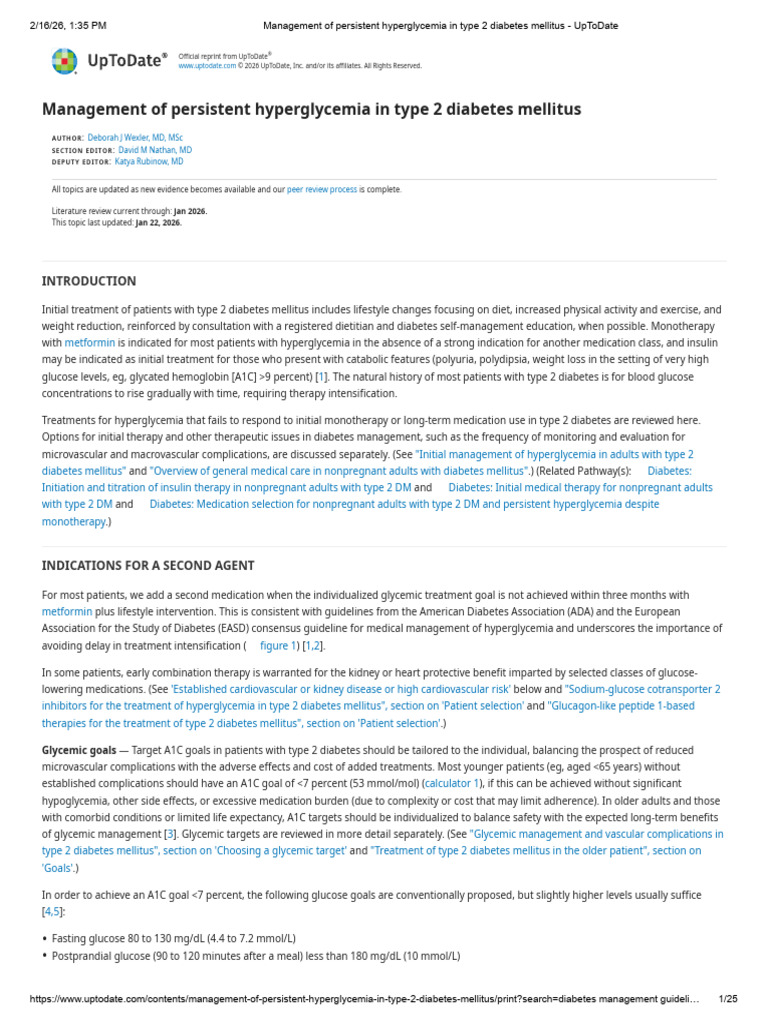Management of Persistent Hyperglycemia in Type 2 Diabetes Mellitus ...