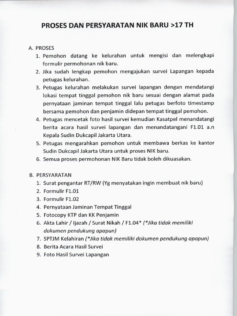 Formulir NIK Baru (Lengkap) | PDF