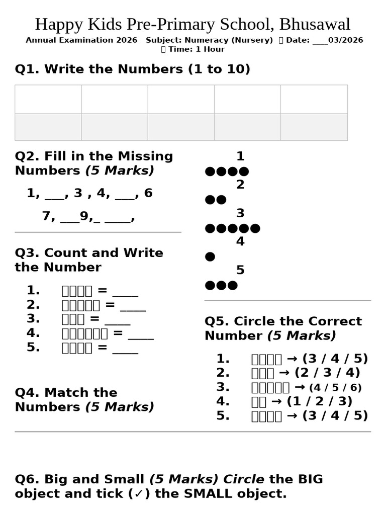 Nursery Numeracy | PDF