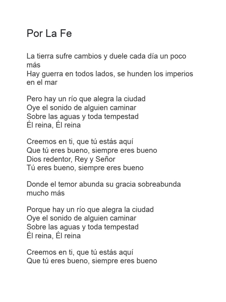 Por La Fe Letra | PDF
