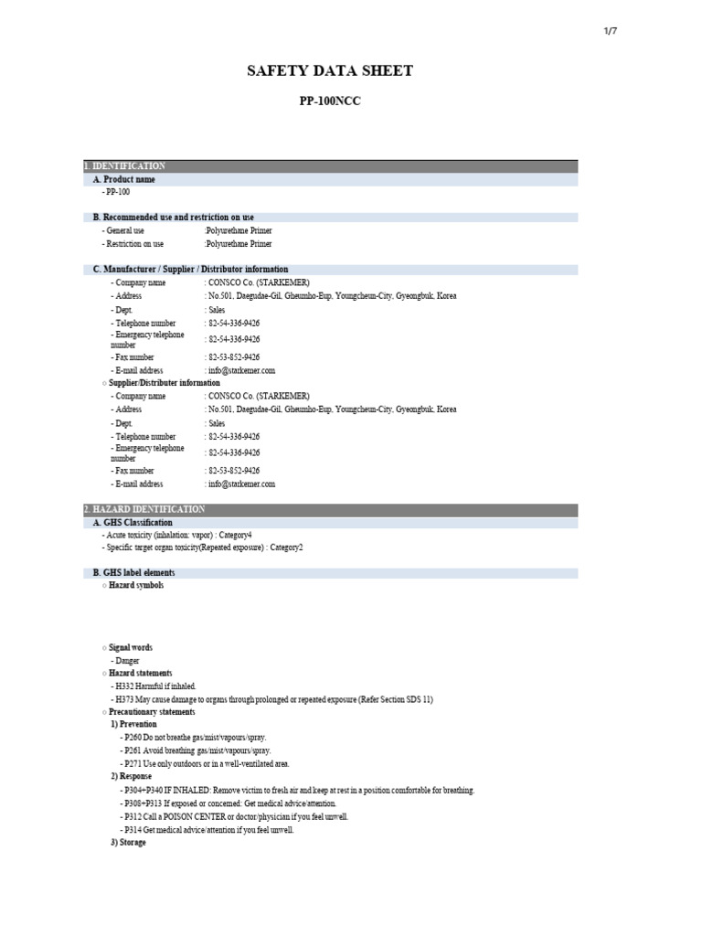 Msds Pp 100ncc. | PDF