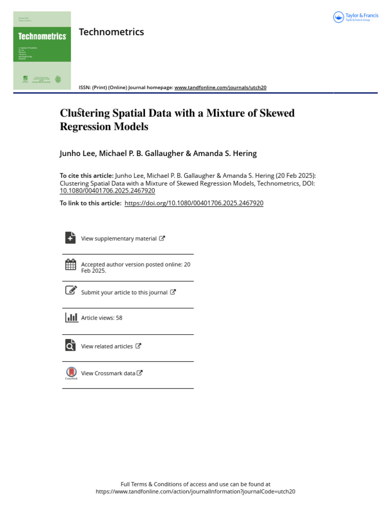 Clustering Spatial Data With A Mixture of Skewed Regression Models | PDF