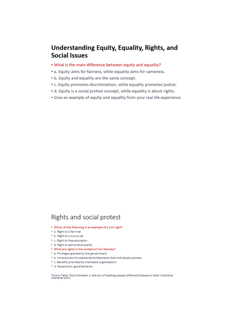 Understanding Equity Equality, Rights | PDF | Jim Crow Laws | Racial ...