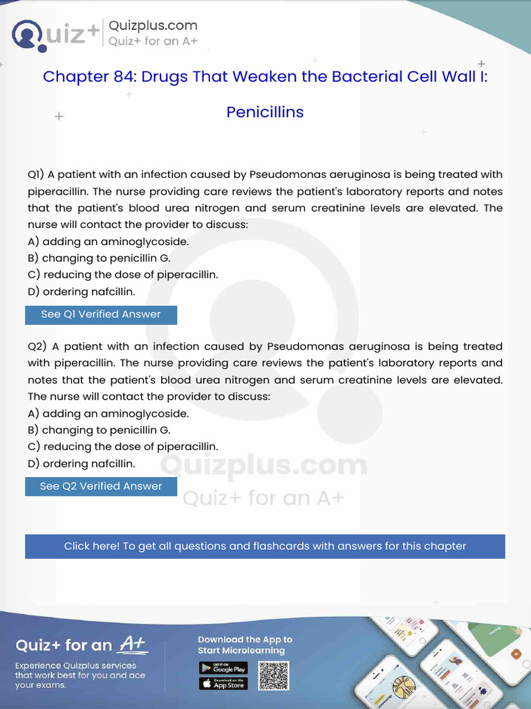 A Patient With An Infection Caused by Pseudomonas Aeruginosa Is Being ...