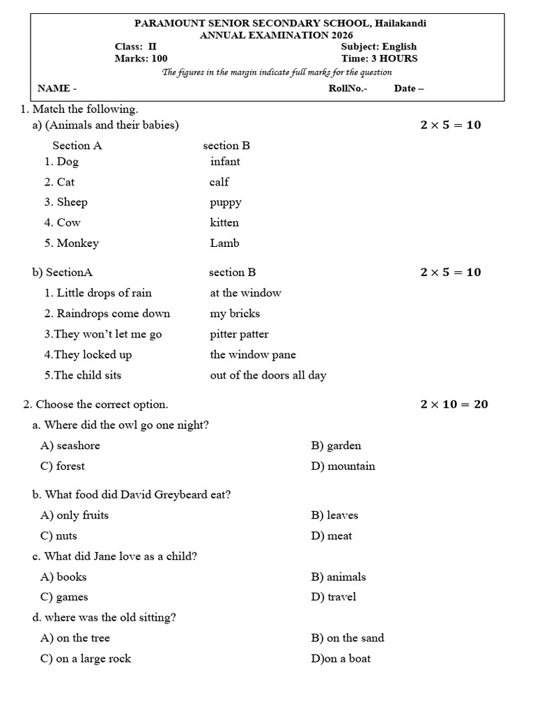 CLASS 2 English | PDF
