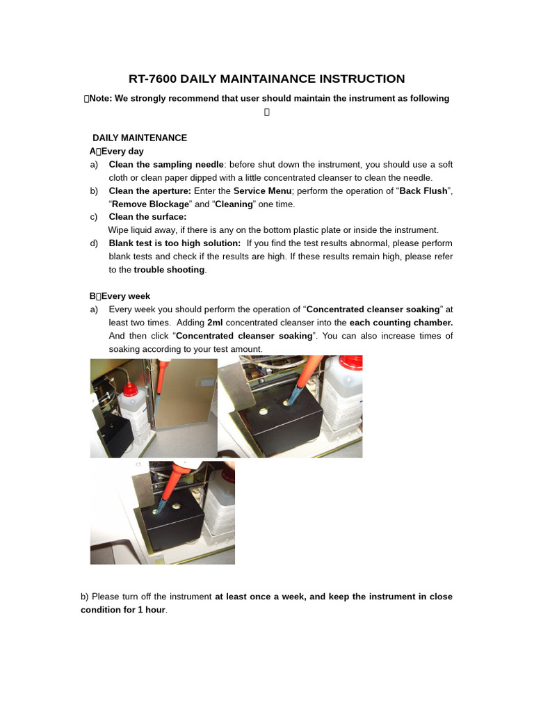 Daily Maintainance Instruction | PDF