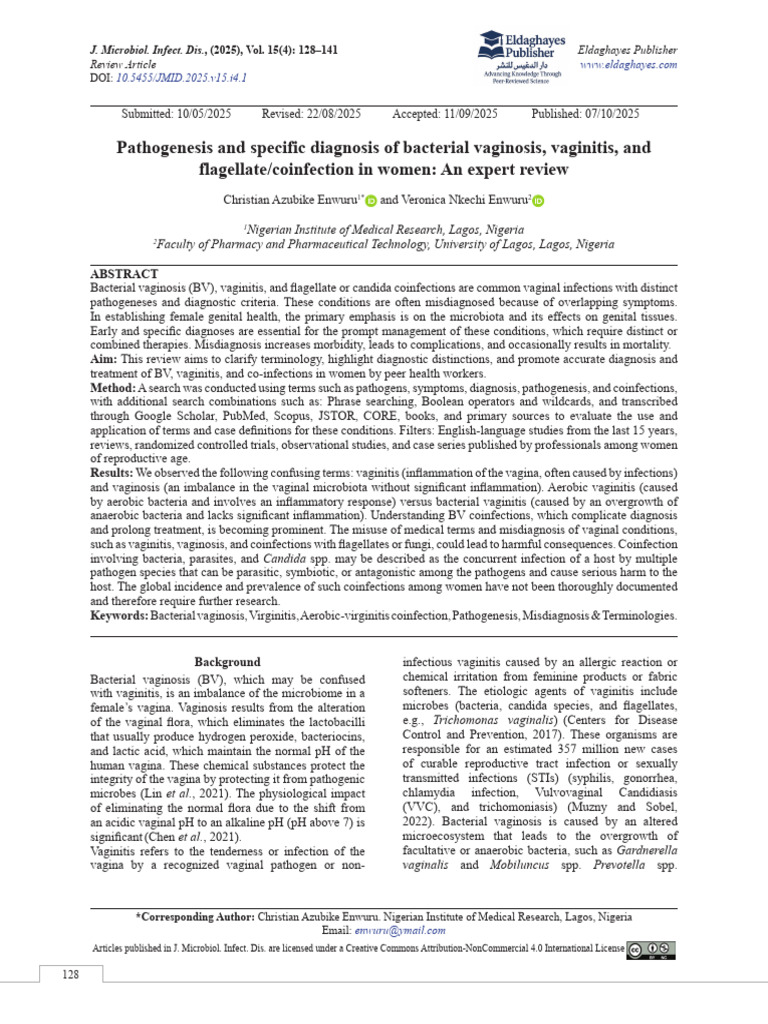 Pathogenesis and Specific Diagnosis of Bacterial Vaginosis, Vaginitis ...