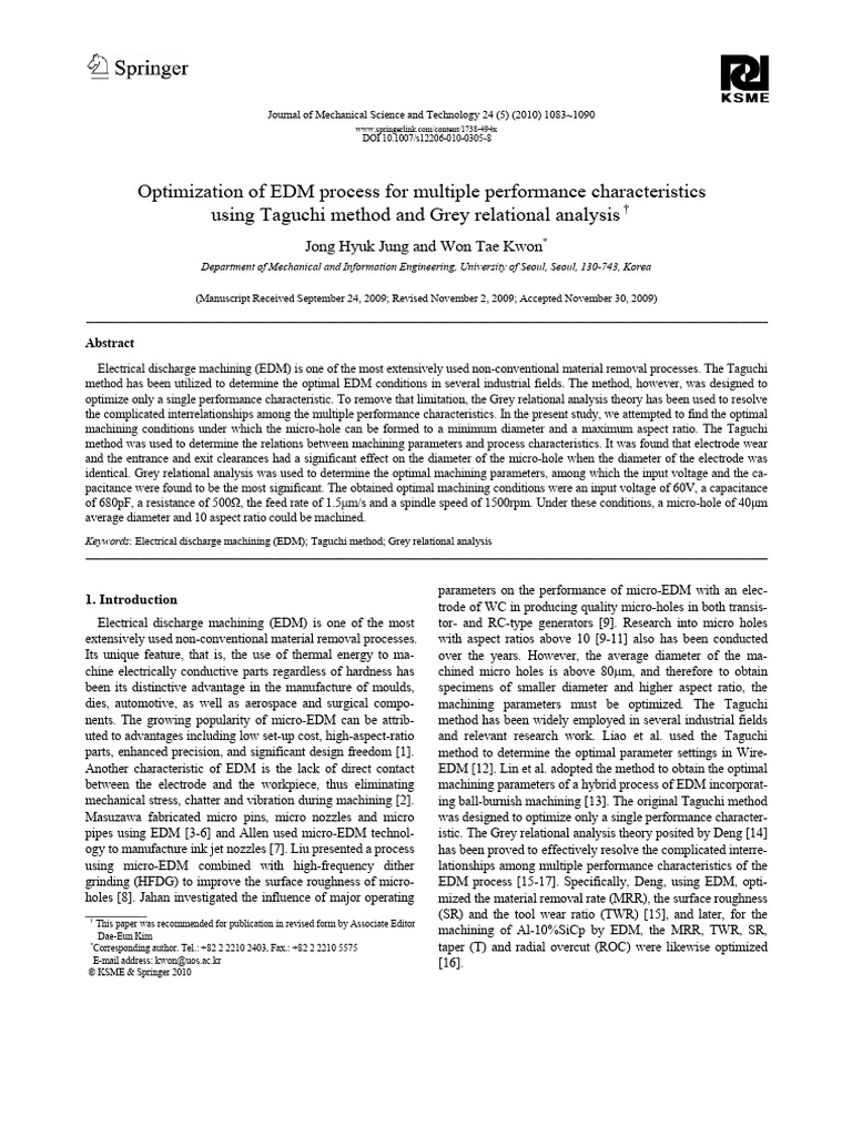Optimization of EDM Process For Multiple | PDF