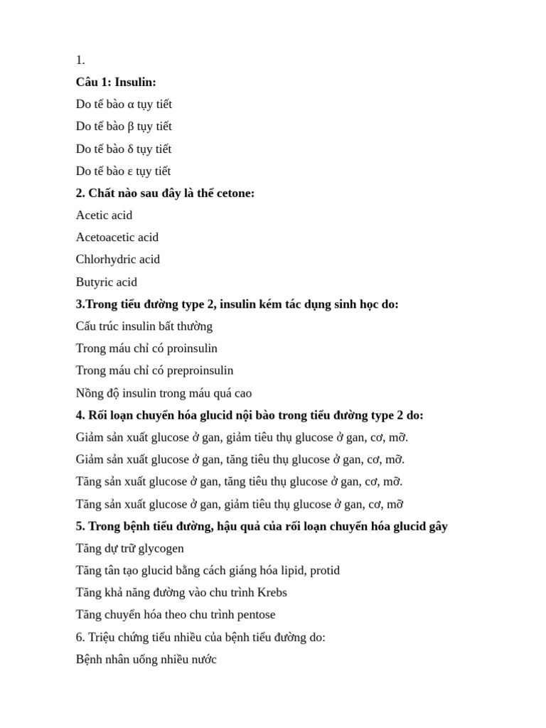 Test RL Chuyển hóa | PDF