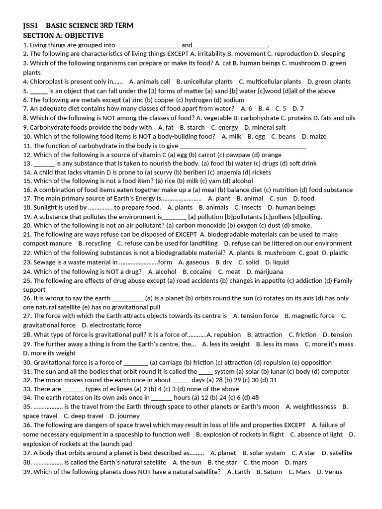 JSS1 Basic Science 3rd Term | PDF
