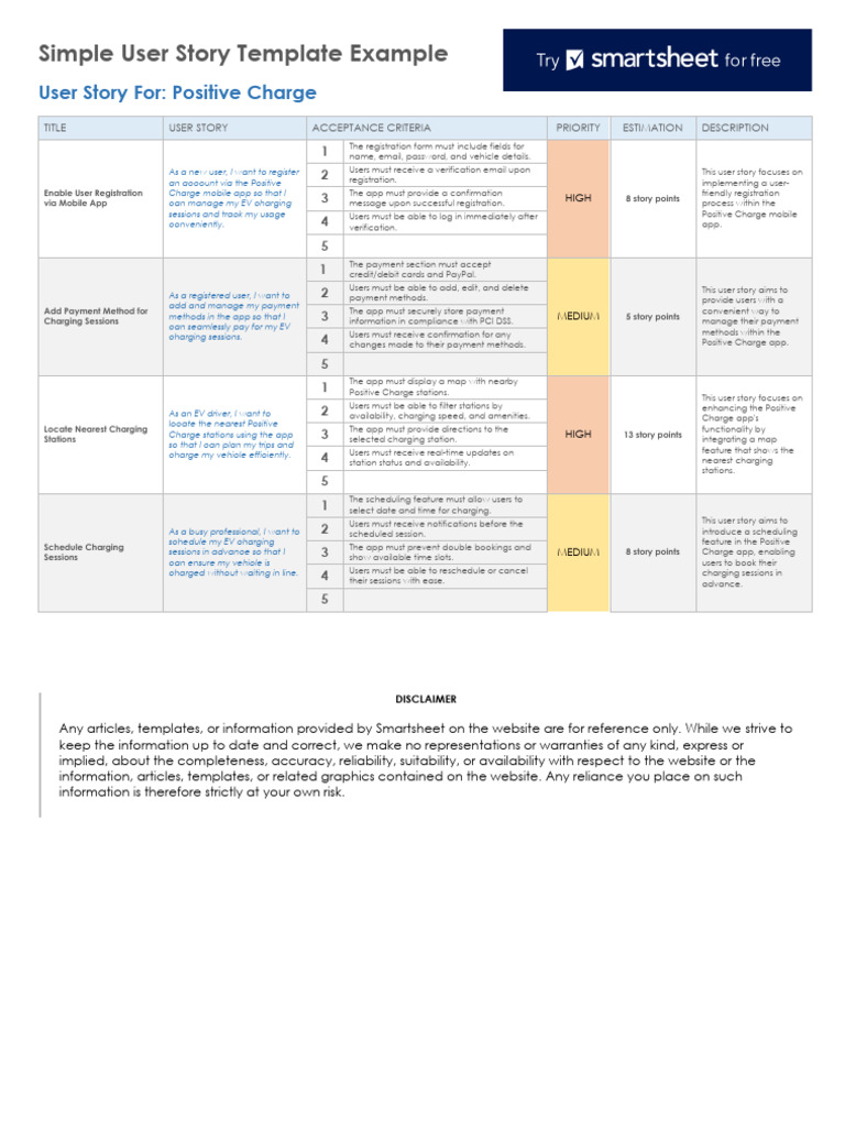 IC Simple User Story Template Example 9402 PDF | PDF