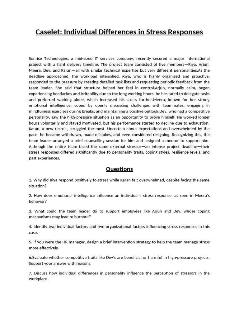 Individual Difference Caselet | PDF
