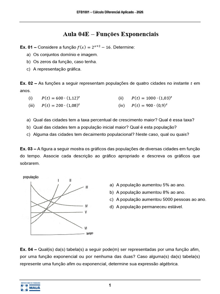 Aula+04E+-+Exercícios+função+exponencial 2026+ | PDF | Função ...