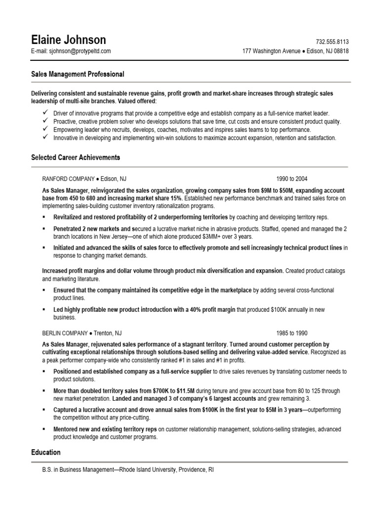 Sales Manager Resume | PDF